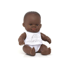 Miniland Baba, afrikai fiú, 21 cm, fehérneműben, Miniland ML31123 baba