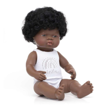 Miniland Baba, afrikai lány, fehérneműben, 38 cm, Miniland ML31154 baba