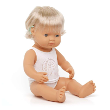 Miniland Baba, európai lány, hallókészülékkel, fehérneműben, 38 cm, Miniland ML31115 baba
