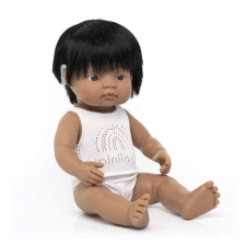 Miniland Baba, latin-amerikai fiú, hallókészülékkel, fehérneműben, 38 cm, Miniland, ML 31117 baba