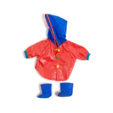 Miniland Babaruha - piros esőkabát, kék cipővel, 40 cm-es babához, MINILAND, ML31556 játékbaba felszerelés