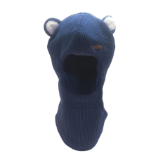 MiniM Gyerek kötött, Maci füles csősapka - Kék - "Space" 46-48 babasapka, sál