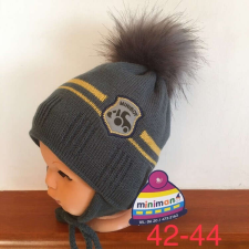 Minimanó téli kötött sapka (42-44) - szürke Miniboy gyerek sapka