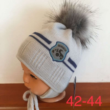 Minimanó téli kötött sapka (42-44) - v.szürke Miniboy babasapka, sál