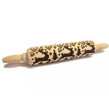  Mintás sodrófa, kekszkészítő nyújtófa, Karácsonyi szarvas mintával konyhai eszköz