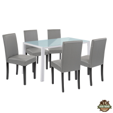  Mira 6+1 étkező garnitúra fehér-szürke bútor
