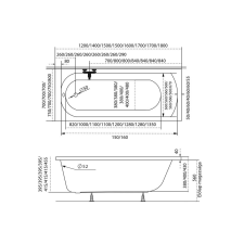  Mira egyenes akril kád 120x70 kád, zuhanykabin