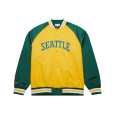 Mitchell & Ness NBA Double Clutch Lw Satin Jacket Vintage Logo Seattle SuperSonics kabát Sárga XXL