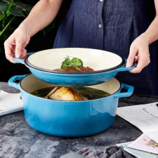 MK Home Zománcozott öntöttvas 2az1 lábas, szeletsütő fedővel 26 cm edény