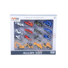 MK Toys Közszolgálati és építőipari fém járművek 16db-os készlet autópálya és játékautó