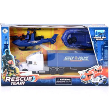MK Toys Rescue Team rendőrségi játék szett gumicsónakkal autópálya és játékautó