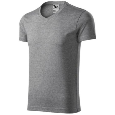  mlf_1461215 Slim Fit V-neck póló férfi sötétszürke melírozott L