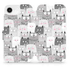 Mobiwear Apple iPhone 16e flip tok - macskák tok és táska