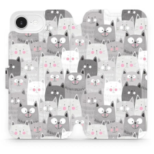 Mobiwear Apple iPhone 16e flip tok - macskák (5906511806757) tok és táska