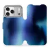 Mobiwear Flip Apple iPhone 17 Pro kék virágok tok