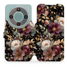 Mobiwear Flip pouzdro pro Honor Magic8 Lite - V169S zlatavé kvítky tok és táska