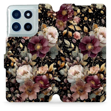 Mobiwear Flip pouzdro pro Motorola Moto G56 5G zlatavé kvítky tok és táska