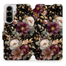 Mobiwear Flip pouzdro pro Samsung Galaxy A37 5G - V169S zlatavé kvítky tok és táska
