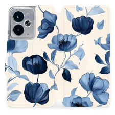 Mobiwear Flip Realme 14 5G kék virágok tok tok és táska