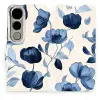 Mobiwear Flip Vivo V50 Lite kék virágok tok
