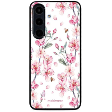 Mobiwear Glossy, fényes tok, Samsung Galaxy S25 FE, rózsaszín virágok tok és táska