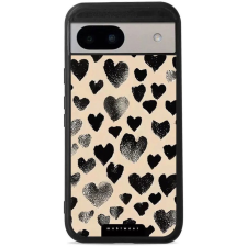 Mobiwear Glossy Google Pixel 8A fekete szívecskék fényes tok (5907861366656) tok és táska