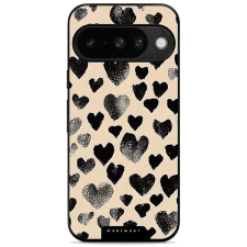 Mobiwear Glossy lesklé pouzdro na Google Pixel 10 černá srdíčka tok és táska