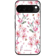 Mobiwear Glossy lesklé pouzdro na Google Pixel 10 Pro XL růžové květy tok és táska
