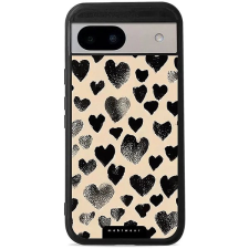 Mobiwear Glossy lesklé pouzdro na Google Pixel 8A černá srdíčka tok és táska