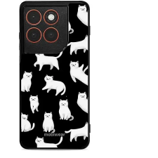 Mobiwear Glossy lesklé pouzdro na Motorola Edge 70 bílé kočičky tok és táska