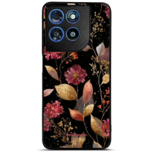 Mobiwear Glossy Motorola Moto G57 Power fényes tok - G171G, aranyszínű levelek tok és táska