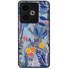 Mobiwear Glossy Realme GT 7 kék virágok fényes tok tok és táska
