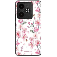 Mobiwear Glossy Realme GT 7T kék virágok fényes tok tok és táska