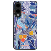 Mobiwear Glossy Samsung Galaxy S25 Edge fényes tok - kék virágos (5906511916579)