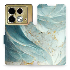 Mobiwear Infinix Note 40 flip tok - zöldes márvány tok és táska