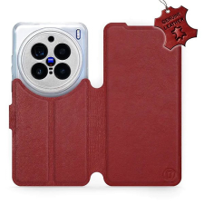 Mobiwear Kožené flip knížkové pro Vivo X200 Pro - Tmavě červené tok és táska