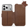 Mobiwear Kožené flip pouzdro pro Apple iPhone 17 Pro hnědé