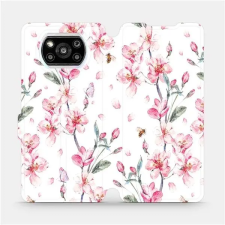 Mobiwear M124S Xiaomi Poco X3 Pro flipes tok - rózsaszín virágok tok és táska