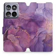 Mobiwear Motorola Edge 60 Fusion flip tok - lila márvány tok és táska