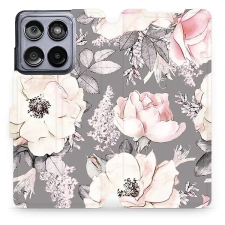 Mobiwear Motorola Edge 60 Fusion flip tok - virágok tok és táska