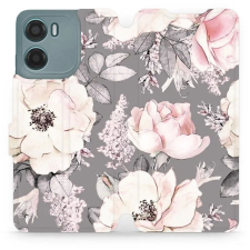 Mobiwear Motorola Moto E15 flip tok - virágok (5906511825291) tok és táska