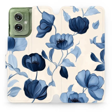 Mobiwear Motorola Moto G55 5G flip tok - kék virágok (5906511905610) tok és táska