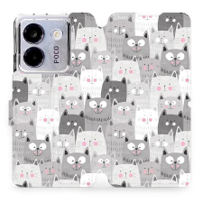 Mobiwear Poco M7 Pro 5G flip tok - macskák tok és táska