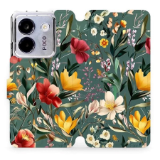 Mobiwear Poco M7 Pro 5G flip tok - zöld rét tok és táska