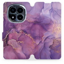 Mobiwear Poco X7 flip tok - lila márvány tok és táska