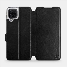 Mobiwear Samsung Galaxy A12 fekete flipes tok szürke belsővel tok és táska