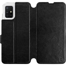Mobiwear Samsung Galaxy A51 fekete flipes tok szürke belsővel tok és táska