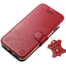 Mobiwear Samsung Galaxy S21 FE sötétpiros bőr flip tok - L_DRS tok és táska