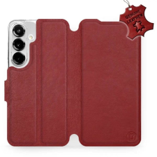 Mobiwear Samsung Galaxy S25 sötétpiros bőr flip tok tok és táska