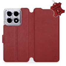 Mobiwear Xiaomi 14T Pro sötétpiros bőr flip tok tok és táska